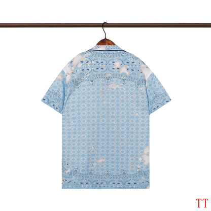 Men's AMIRI Light Blue Patterned Short - Sleeve Shirt And Shorts Set