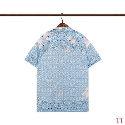 Men's AMIRI Light Blue Patterned Short - Sleeve Shirt And Shorts Set