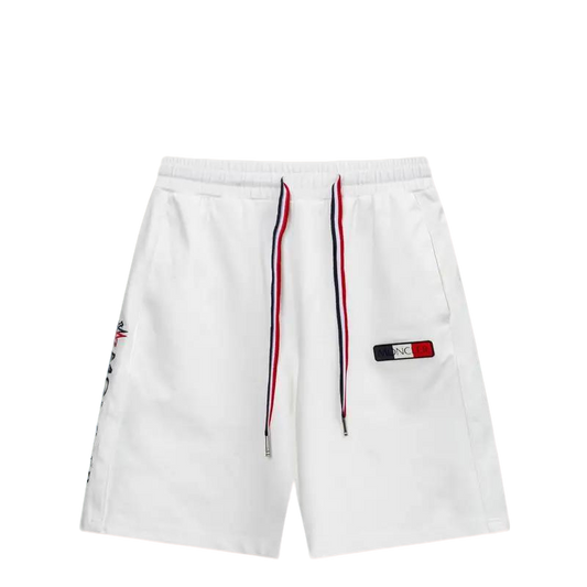 Moncler Men's White Drawstring Shorts with Brand Accents