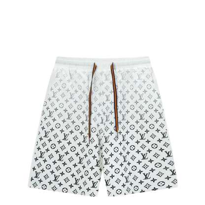 Louis Vuitton Men's White Drawstring Shorts with Monogram Print