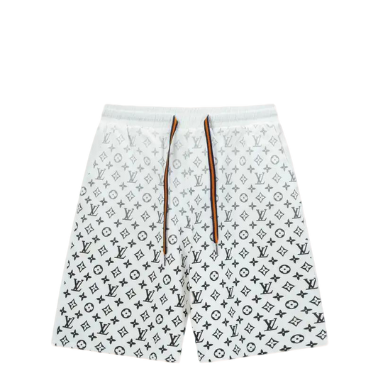 Louis Vuitton Men's White Drawstring Shorts with Monogram Print