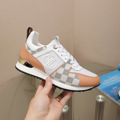 Louis Vuitton Women's Stylish Sneakers With Checkered Patterns And Logo