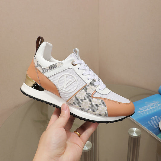 Louis Vuitton Women's Stylish Sneakers With Checkered Patterns And Logo