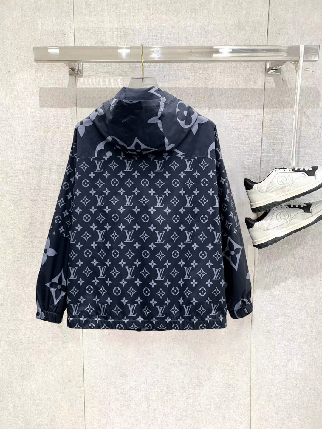Louis Vuitton Monogram Print Hooded Windbreaker with Zip-Front