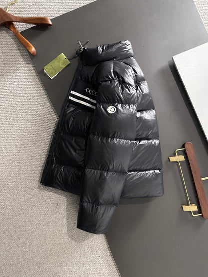 Gucci Black High - Neck Down Jacket With Brand Accents