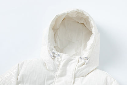 Fendi White Hooded Down Jacket For Fashionable Cold - Weather Wear