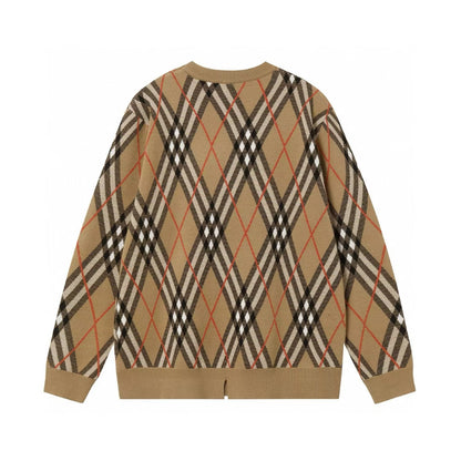 Burberry Men's Argyle Check Pattern Crew Neck Knitted Sweater