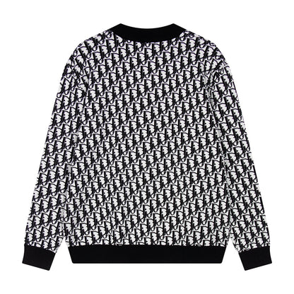 Dior Monogram Pattern Zip - Up Long Sleeve Fashion Sweater
