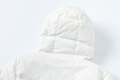 Fendi White Hooded Down Jacket For Fashionable Cold - Weather Wear