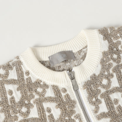 Dior Monogram Pattern Zip - Up Long Sleeve Fashion Sweater