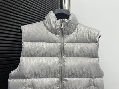 Elegant Gray Dior Puffer Vest For Sophisticated Cold - Weather Style