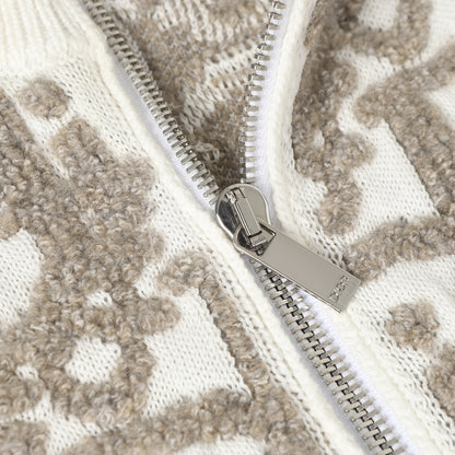 Dior Monogram Pattern Zip - Up Long Sleeve Fashion Sweater