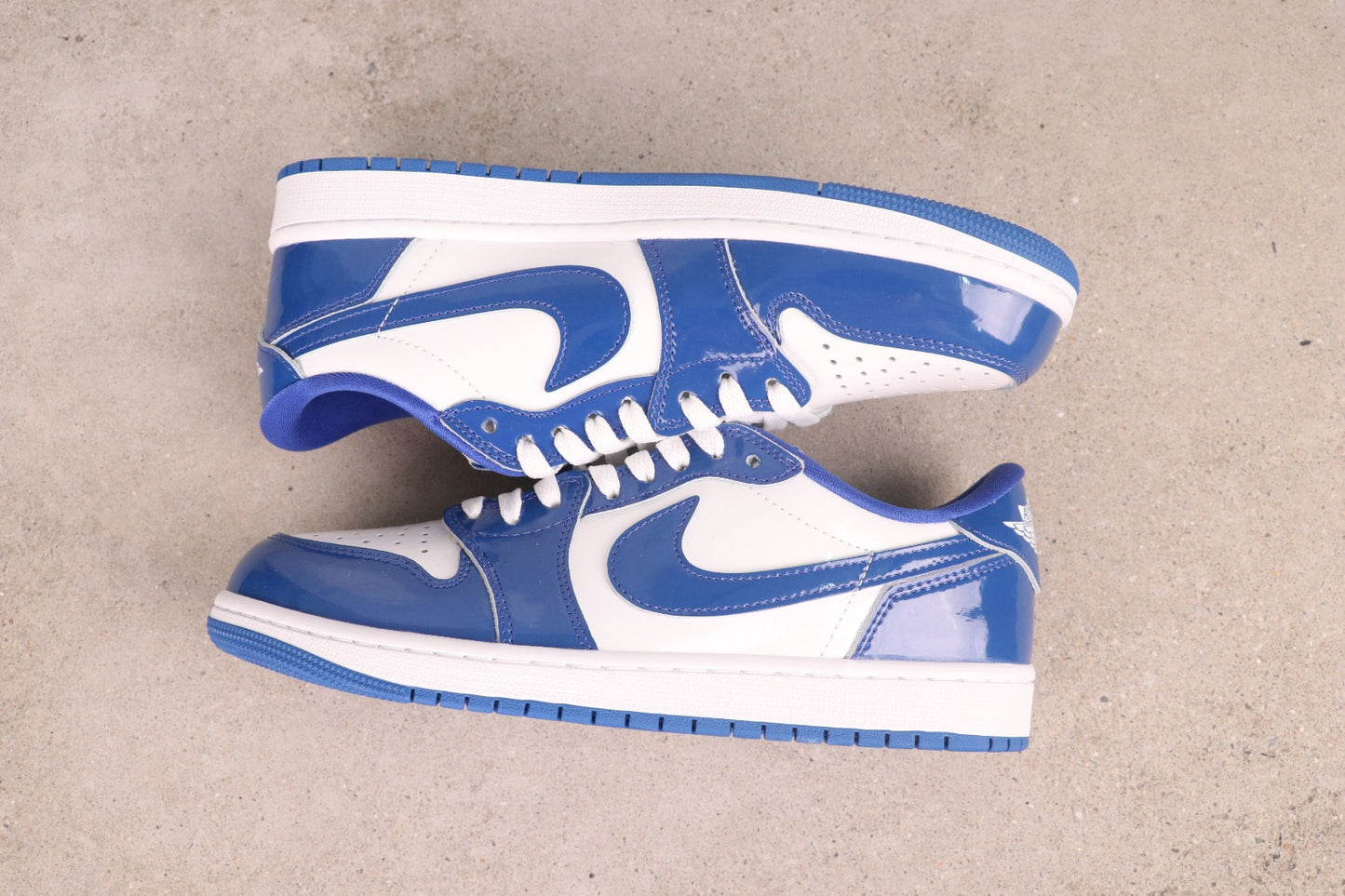 Air Jordan 1 Low Blue White Patent Leather Basketball Shoes