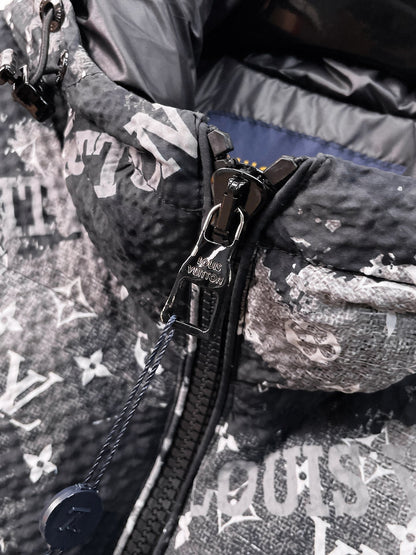 Louis Vuitton Hooded Down Jacket With Monogram And Logo Print