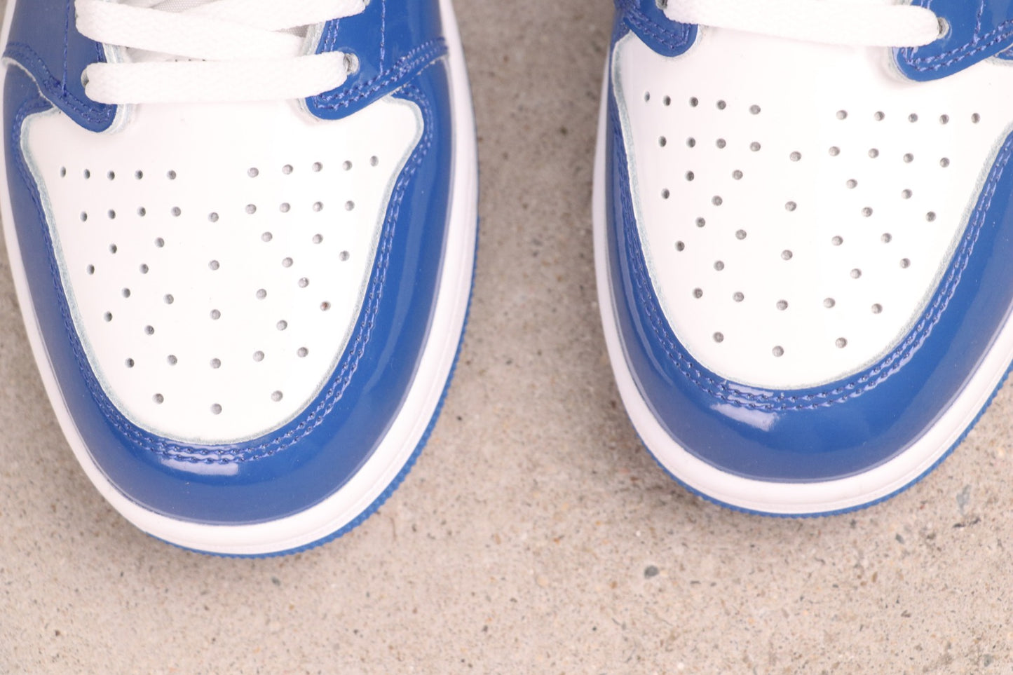 Air Jordan 1 Low Blue White Patent Leather Basketball Shoes