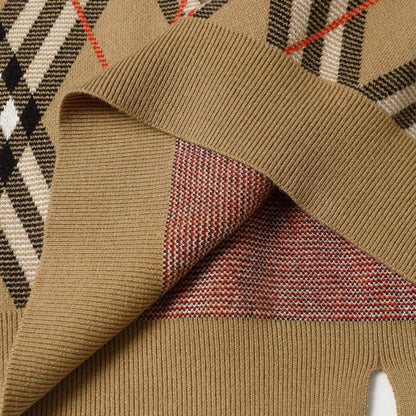 Burberry Men's Argyle Check Pattern Crew Neck Knitted Sweater