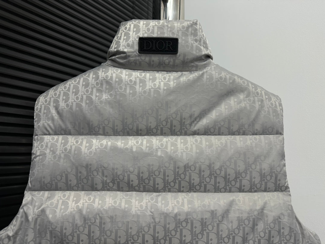 Elegant Gray Dior Puffer Vest For Sophisticated Cold - Weather Style