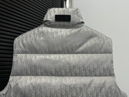 Elegant Gray Dior Puffer Vest For Sophisticated Cold - Weather Style