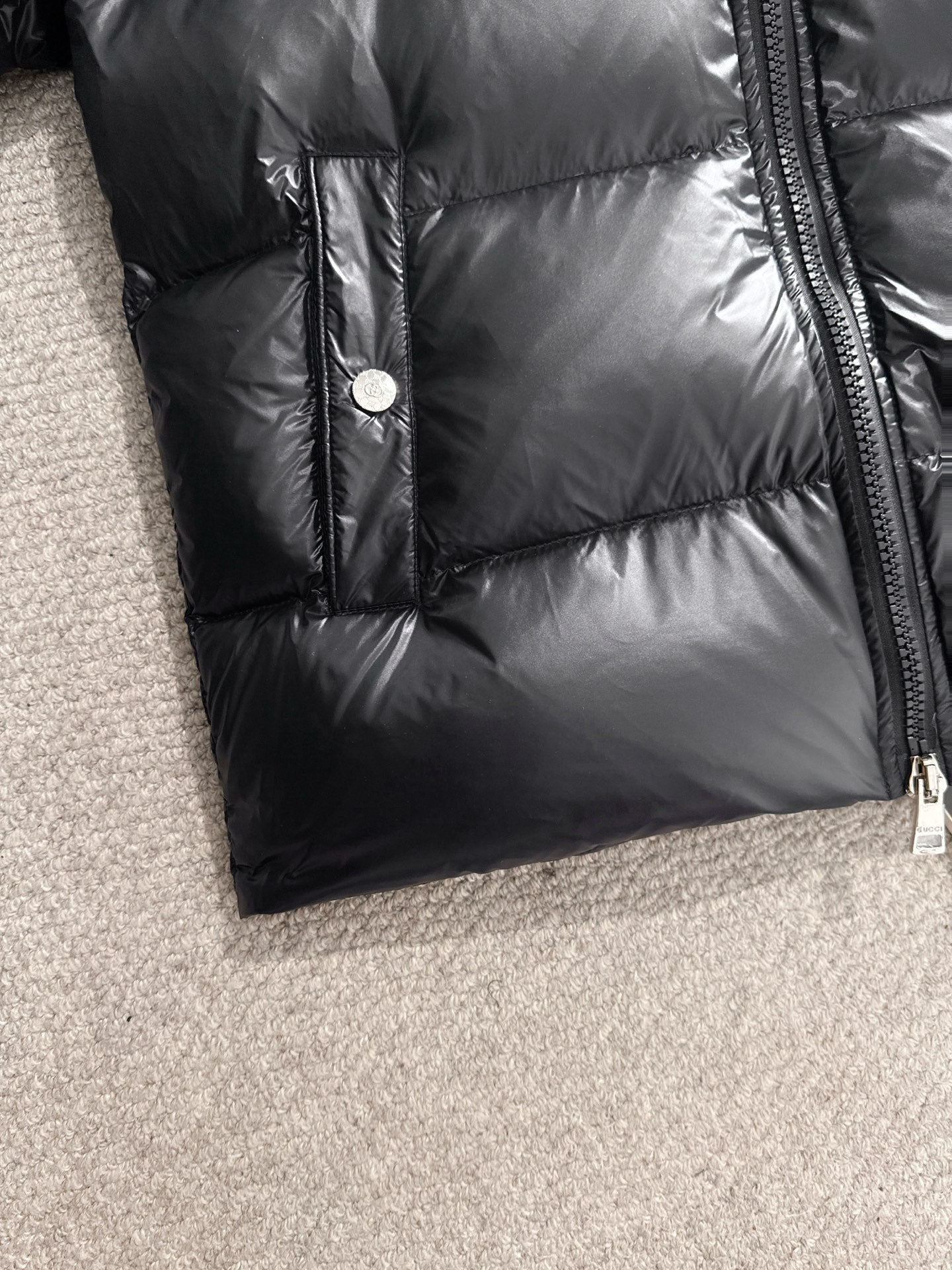 Gucci Black High - Neck Down Jacket With Brand Accents