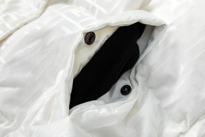 Fendi White Hooded Down Jacket For Fashionable Cold - Weather Wear