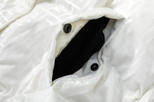 Fendi White Hooded Down Jacket For Fashionable Cold - Weather Wear