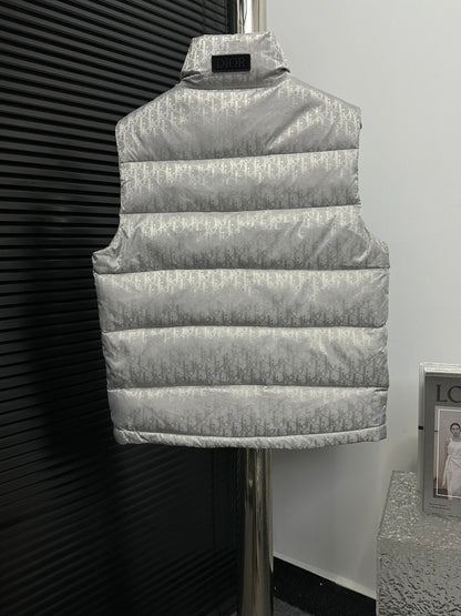 Elegant Gray Dior Puffer Vest For Sophisticated Cold - Weather Style