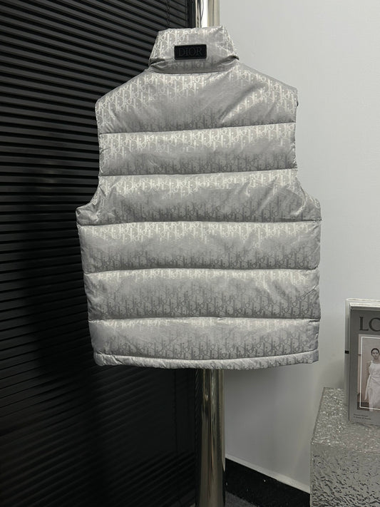 Elegant Gray Dior Puffer Vest For Sophisticated Cold - Weather Style