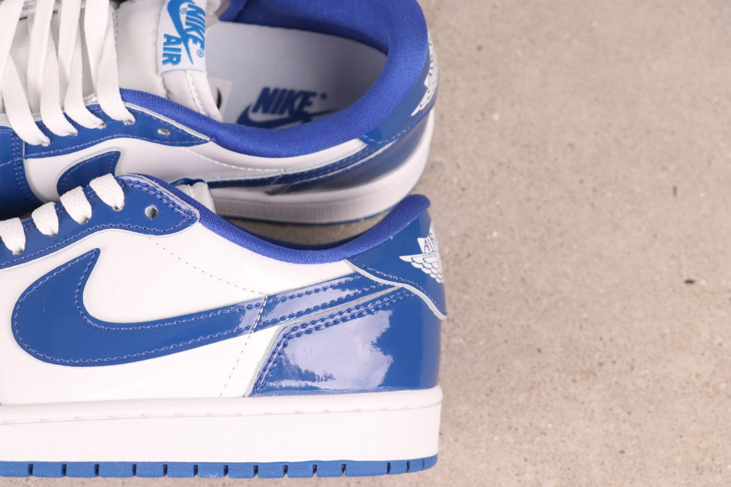 Air Jordan 1 Low Blue White Patent Leather Basketball Shoes