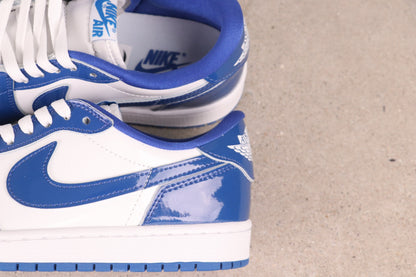 Air Jordan 1 Low Blue White Patent Leather Basketball Shoes