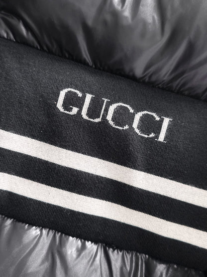 Gucci Black High - Neck Down Jacket With Brand Accents