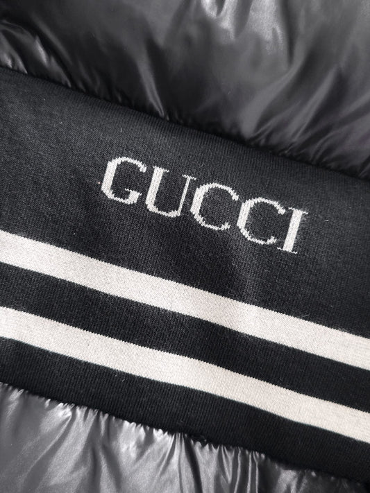 Gucci Black High - Neck Down Jacket With Brand Accents