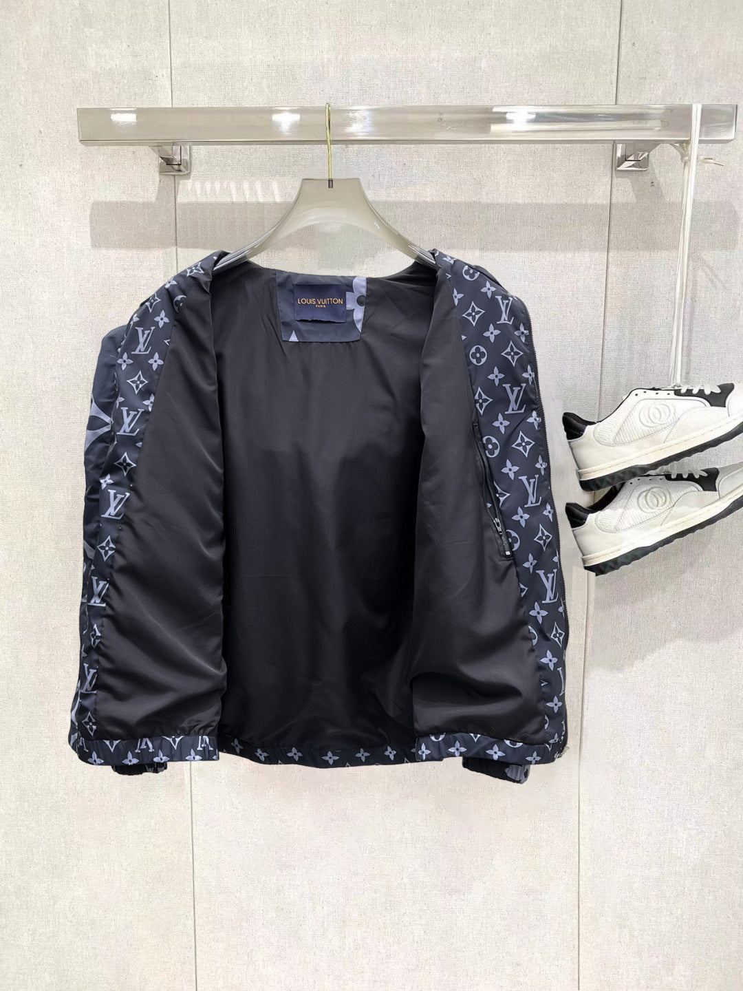 Louis Vuitton Monogram Print Hooded Windbreaker with Zip-Front