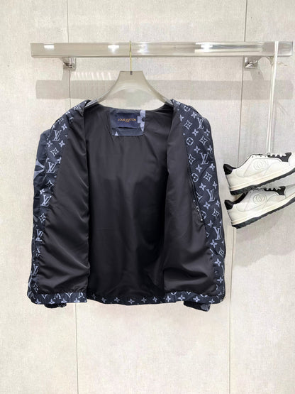 Louis Vuitton Monogram Print Hooded Windbreaker with Zip-Front