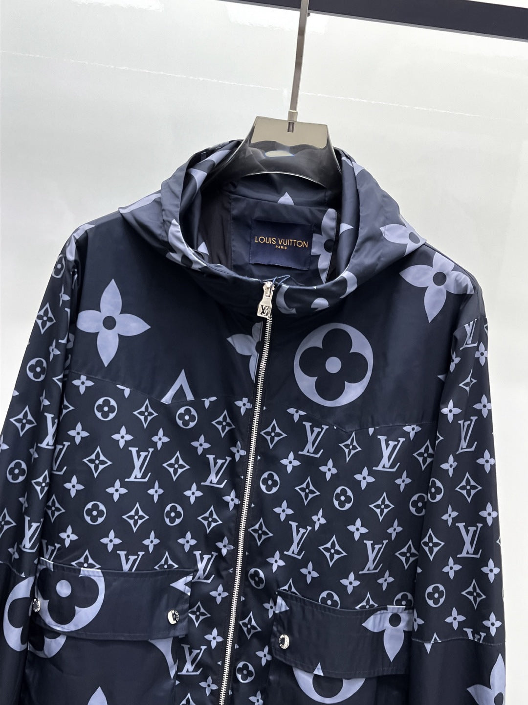 Louis Vuitton Monogram Print Hooded Windbreaker with Zip-Front