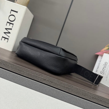 Loewe Black Leather Crossbody Bag With Signature Strap Detail 652441