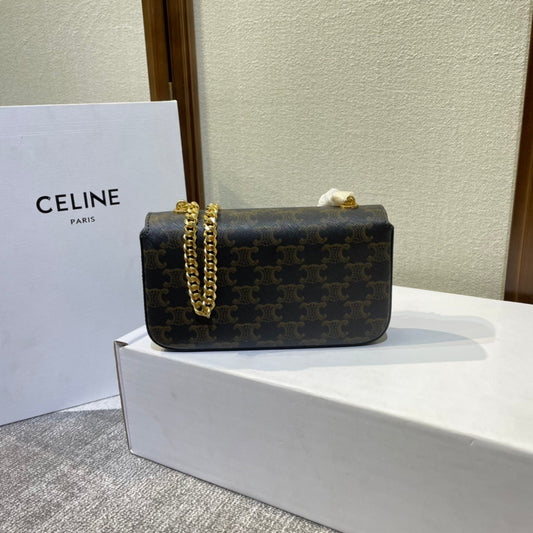 Celine shoulder bag Triomphe Patterned Chain Bag With Gold Logo Buckle 7992