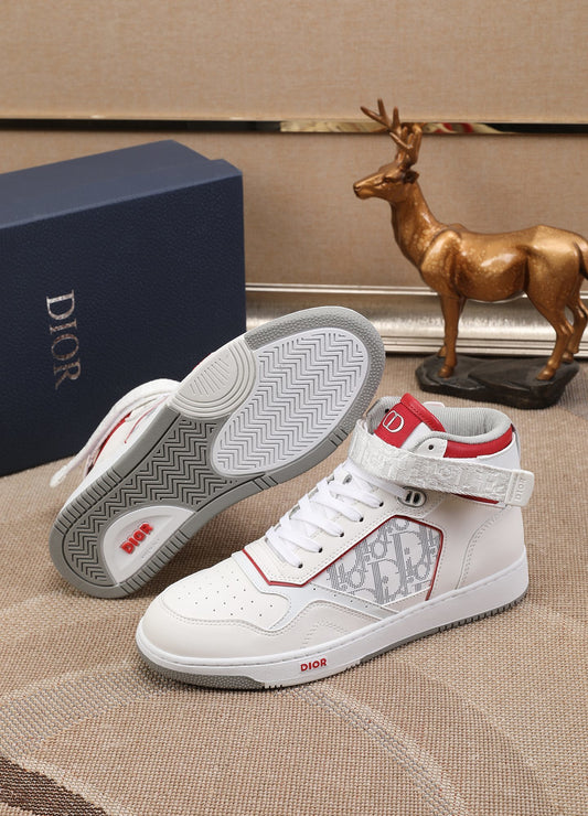 Dior Men's High Top Sneakers with Oblique Pattern and Adjustable Strap
