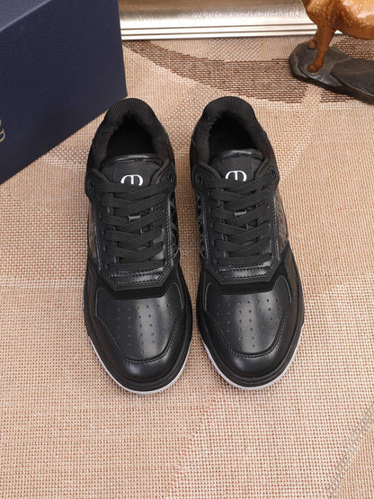 Dior Mens Sneakers Luxury Leather Casual Shoes With Oblique Pattern