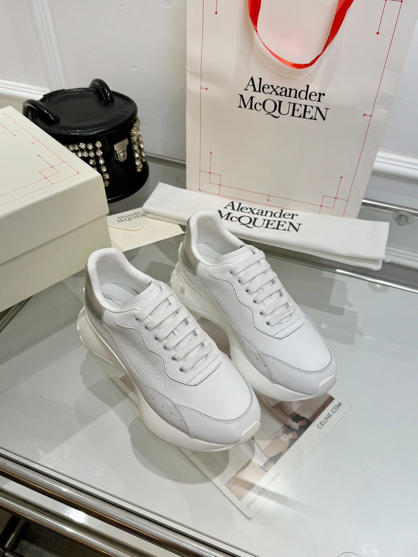 Alexander McQueen Unisex Oversized Sneakers With Metallic Heel Accents
