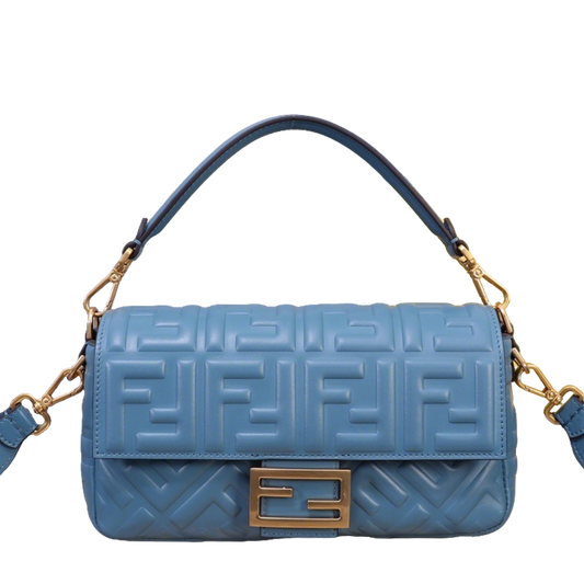 Chic Fendi Baguette Bag With Embossed FF Pattern And Gold - Tone Hardware 52039