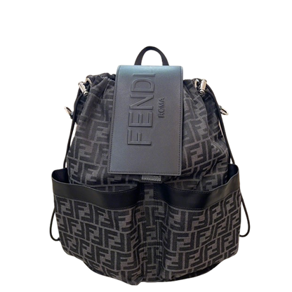 Stylish Fendi Backpack With Signature FF Pattern And Leather Branding Flap 7vz070