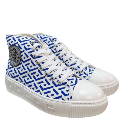 Versace Men's High-Top Sneakers - Luxury Designer Athletic Footwear with Baroque Print & Greek Key