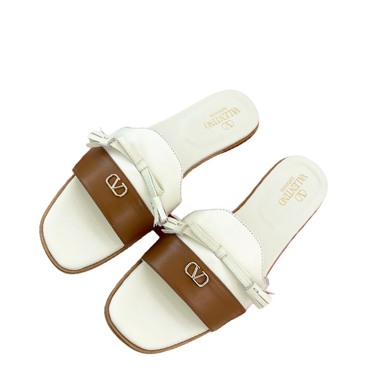 Luxury Brand Valentino Style Women's Flat Slides Sandals