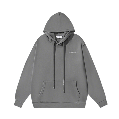 Off-White Gray Hoodie With Minimalist Logo For Effortless Street Fashion