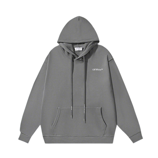 Off-White Gray Hoodie With Minimalist Logo For Effortless Street Fashion