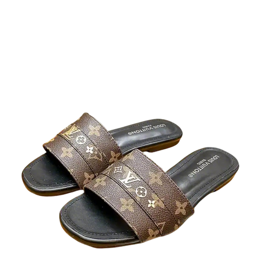 Louis Vuitton Monogram Print Flat Slides For Women