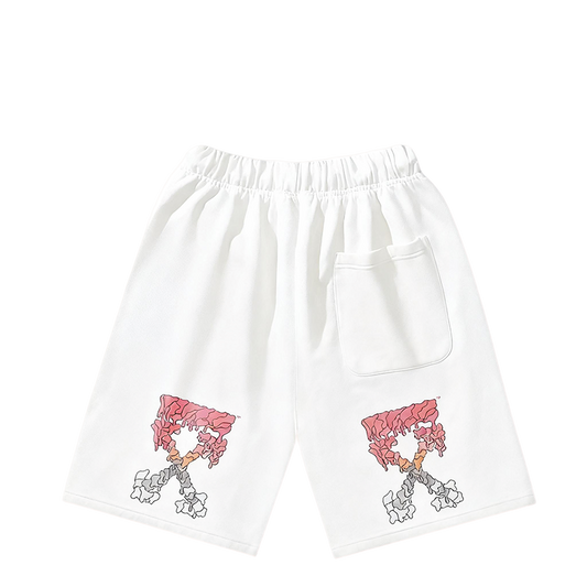 Off - White Men's White Drawstring Shorts with Signature Art Prints