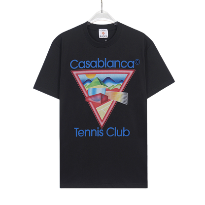 Casablanca Black/White/Pink Tennis Club T - Shirt With Colorful Triangle Graphic Design