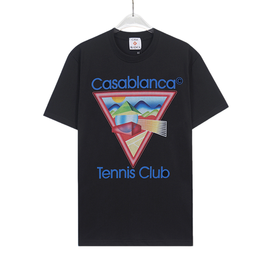 Casablanca Black/White/Pink Tennis Club T - Shirt With Colorful Triangle Graphic Design