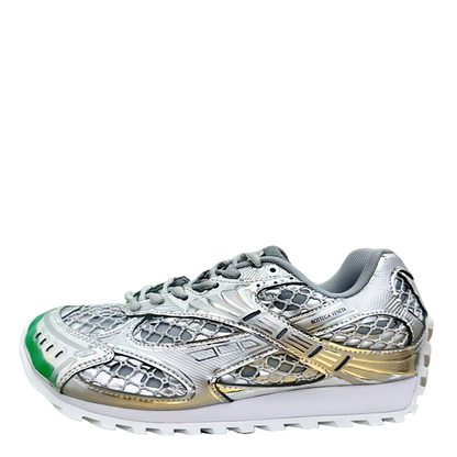 Bottega Veneta Unisex Metallic Mesh Low - Top Sneakers With Gold Accents
